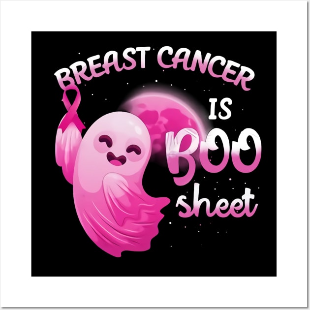 Halloween Breast Cancer Is Boo Sheet Ghost Pink Ribbon Wall Art by everetto